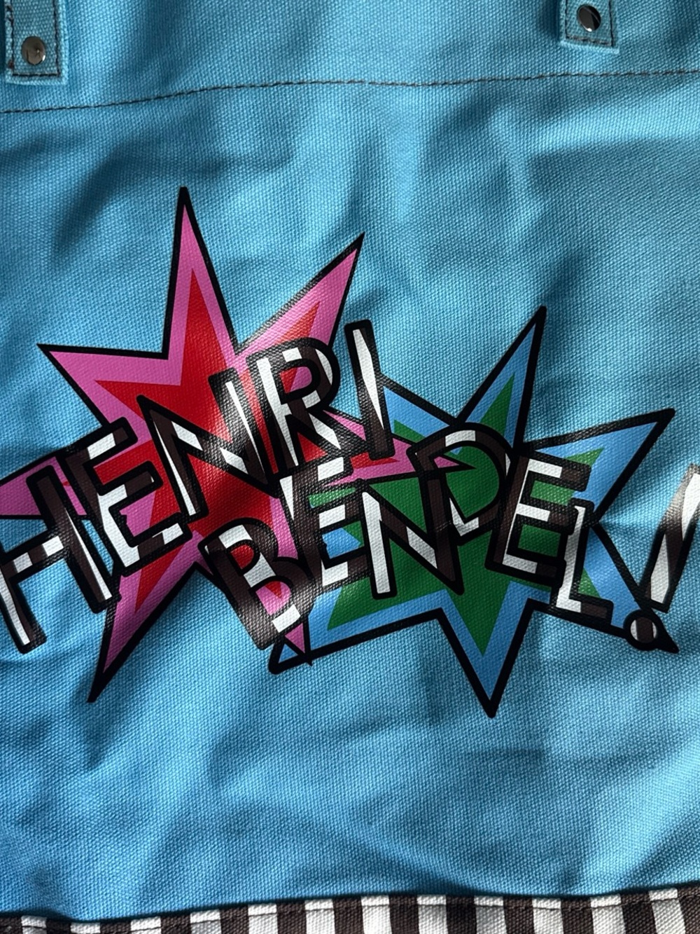 henri bendel Turquoise Canvas Tote with Multicolor Logo - Picture 3 of 3